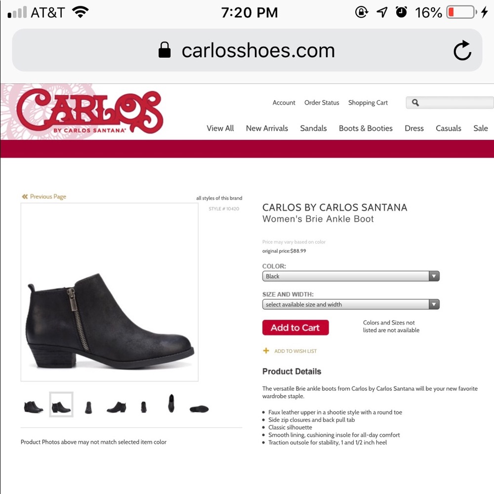 Carlos Santana Black Booties